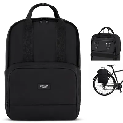 Image de Sacoche de vélo 2-en-1, imperméable, noire, pour porte-bagages, sac à dos pour les randonnées à vélo