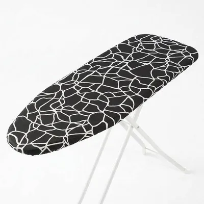 Productafbeelding van Strijkplankovertrek, 140 × 45 cm, elastische en dikke strijkplankovertrekken met katoenen bovendeel en 6 mm vilten bekleding, zwart en wit