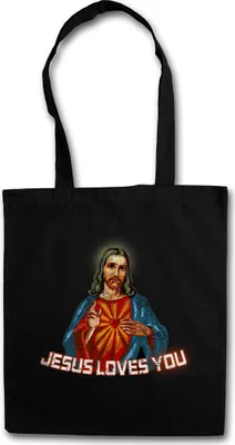 Produktbild von Urban Backwoods Jesus Loves You, Stofftasche, Farbe: Schwarz