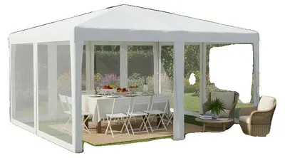 Productafbeelding van Buitenpartytent, waterdichte overkapping, netwanden, afmetingen 400 x 400 x 268 cm