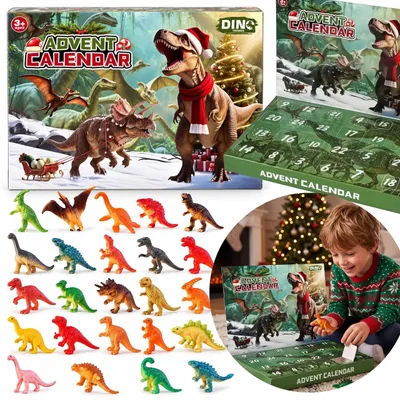 Produktbild von Dinosaurier-Adventskalender mit 24 Überraschungsfiguren, Geschenk für Kinder
