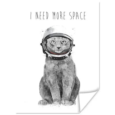 Produktbild von MuchoWow® Poster Zitat - Katze - Astronaut - Tiere 90x120 cm - Wohnzimmer