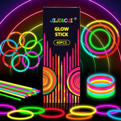 Glowsticks 40 Stück, ultrahelle Leuchtstäbe für Kinder mit Verbindern