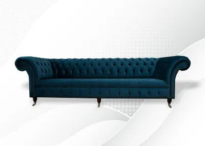 Image de Canapé Chesterfield design, revêtement moderne en tissu, canapé 4 places, convertible
