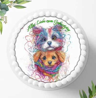 Produktbild von Für die Geburtstags Torte ein Tortenaufleger, Zuckerbild mit dem Motiv: Fellnasen, Essbares Foto für Torten, Fondant, Ø 20cm, 2428z