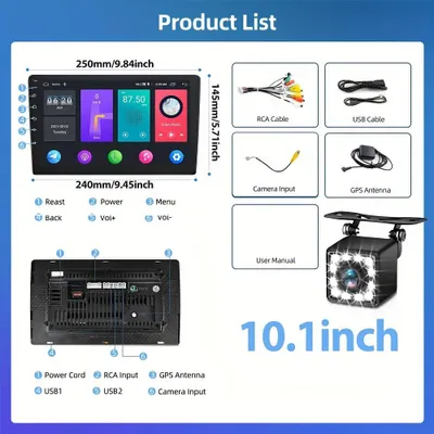 Image de Radio Android - Autoradio - Lecteur multimédia - Système de navigation - Autoradio 2DIN - Écran HD de 10,1 pouces