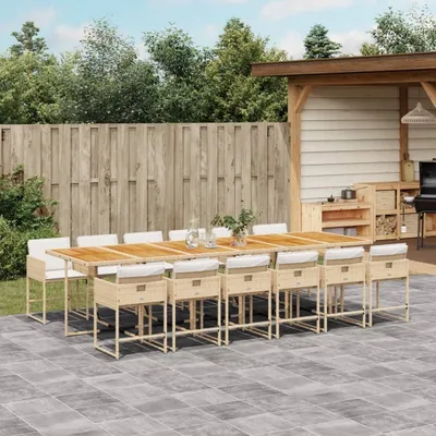 Productafbeelding van Maison Exclusive - Tuinset voor de tuin, 13-delig, met kussens, beige, van polyrotan