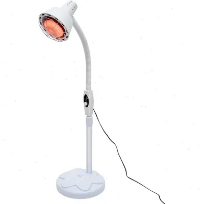 Image de Lampe chauffante infrarouge - Lampe de luminothérapie rouge sur pied - Tête unique - Réglable - 220 V CA - Pour les douleurs musculaires et la circulation sanguine - Blanche