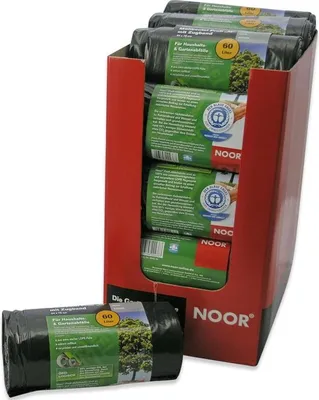 Produktbild von Noor Müllbeutel Profi M 60l 20er Rolle (64 x 76 cm) mit Zugband schwarz LDPE 35my; 0602-M