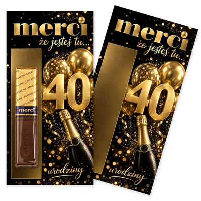 Zdjęcie produktu dla Podziękowania dla gości na 40 urodziny Złote Balony Szampan - 4 szt