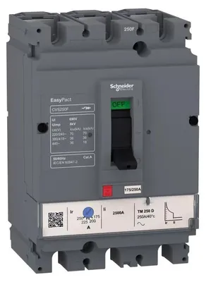Immagine prodotto di Interruttore automatico Schneider Electric EasyPact CVS160F, 3 poli, 125A, 36kA, modello TM125D