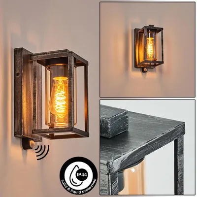Produktbild von Vibo Außenleuchte mit Bewegungsmelder aus Metall/Glas in Schwarz-Silber