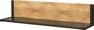 Image de MASSIVMOEBEL24 | Étagère murale en bois d'Acacia 120x25x25 naturel laqué / marbre noir LONDON #125