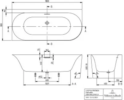 Produktbild von Villeroy & Boch UAE180LOFLA1V01 Vorwand-BW Loop&Friends 180LOFLA1