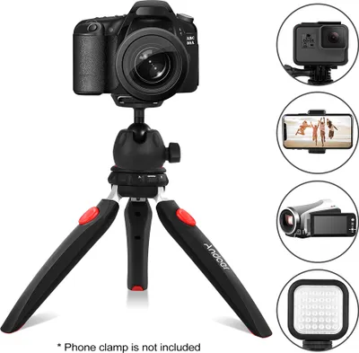 Image de Andoer Trépied de table miniature Trépied pour appareil photo de téléphone Rotule amovible avec vis de fixation 1/4 pouce pour appareil photo DSLR / Mirrorless Lumière DV-LED