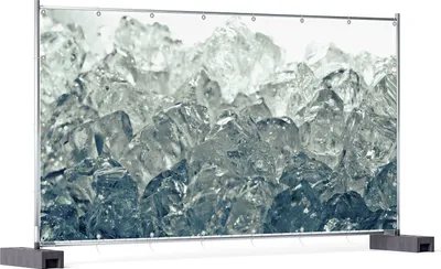 Produktbild von Wallario XXL Outdoor-Poster für Garten oder Balkon, Motiv Leuchtendes Eis in blau-grau, in ca. 340 x 173 cm