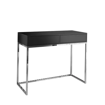 Image de AX LIVING Coiffeuse Noir Lortie 80 cm Tiroirs Structure chromée