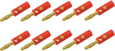 Produktbild von 10x ARLI Bananenstecker rot vergoldet bis 4 mm² Lautsprecherkabel