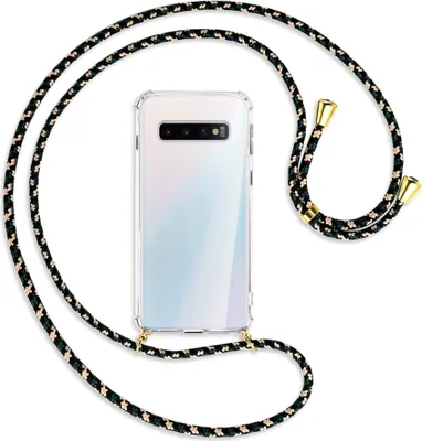 Produktbild von Handykette Backcover-Schutzhülle mit Band (Metall goldfarben) für Samsung Galaxy S10 - camouflage