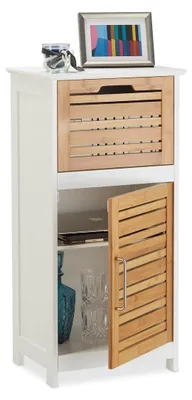 Immagine prodotto di Mobiletto da bagno - Bambù - Con cassetto - 83 x 40 x 30 cm - Bianco