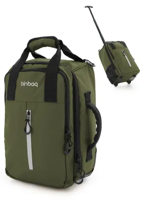 Produktbild von blnbag M7 - ultraleichtes Unter-Sitz Handgepäck Ryanair 40×20×25 cm, wasserfestes Material, Laptop-Tasche, kleiner Koffer 2 rollen Cabin Bag max 20L,Dunkelgrün