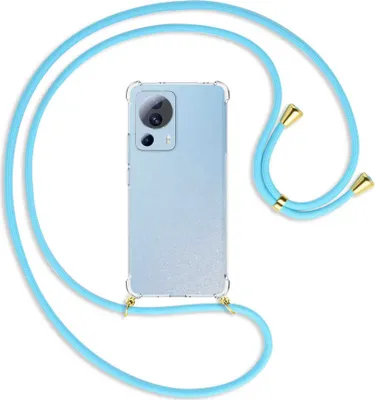 Produktbild von Handykette Backcover-Schutzhülle mit Band (Metall goldfarben) für Xiaomi Civi 2, Xiaomi 12 Lite NE - himmelblau