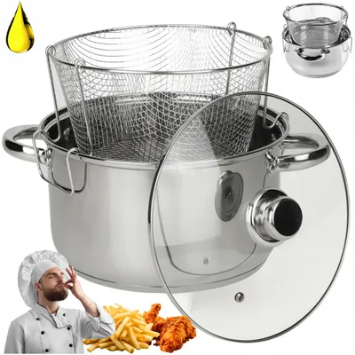 Produktbild von Brubeste Edelstahl-Frittiertopf mit Sieb für Induktion, 22cm