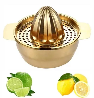 Produktbild von Handgeführte Zitronenpresse - 400 ml Edelstahl handgeführte Zitronenpresse - Handgeführte Zitronenpresse - Drehende Presse - Geeignet für Zitronen, Orangen und Zitrusfrüchte - 17 x 10 x 11,5 cm