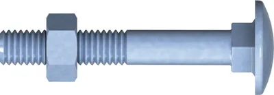 Produktbild von Schlossschraube, DIN 603 Mutter, M 8 x 30, Stahl, verzinkt, blau passiviert, verpackt a 100