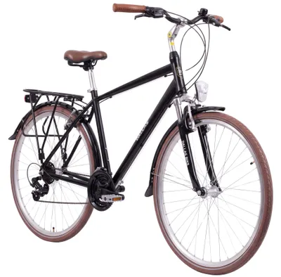Produktbild von Dallas Bike Trekkingrad Herren 28 Zoll - Aluminiumrahmen L 20" - Schwarz mit Braun - Shimano 21-Gang