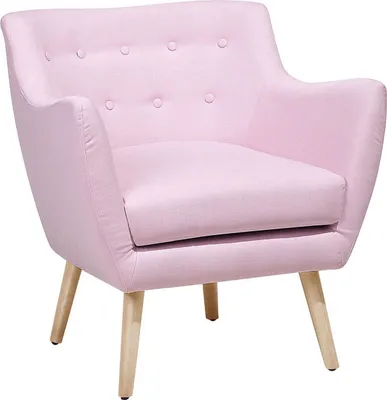 Produktbild von BELIANI Sessel Rosa Polsterbezug Gummibaumholz skandinavischer Stil Wohnzimmer