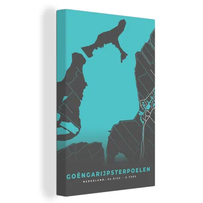Obrázek produktu pro OneMillionCanvasses® Malba na plátně Nástěnná malba na plátně - Mapa města - Frísko - Mapa - Goëngarijpsterpoelen - 60x90cm