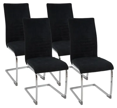 Produktbild von Freischwinger Stühle 4er Set LUGANO, Schwarz - Esszimmerstuhl Schwingstuhl mit modernem Design, Stoff-Bezug, dicke Polsterung - Küchenstuhl, Polsterstuhl, Stuhl Esszimmer oder Esstisch Stuhl