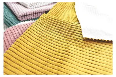 Produktbild von Murano Polsterstoff in Cord-Optik Meterware für Möbel, Abriebfestigkeit 35000 Zyklen, 100 x 142 cm, Senfgelb