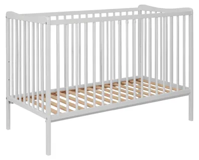 Produktbild von Baby Happy Bliss GREGIO Babybett 120x60 cm – massives Buchenholz – 3 Höhen – 3 Schlupfsprossen – Weiß
