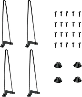 Produktbild von Tischbeine Tischfuß Metall mit Bodenschonern 51 cm 4 Stück