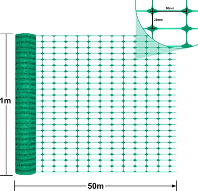 Obrázek produktu pro LZQ výstražná síť 1m x 50 m bezpečnostní síť záchytná síť záchytná síť stavební plot plot pro zvěř plastový ohradník ohrada pro ovce ohrada pro psy síť pro drůbež zelená