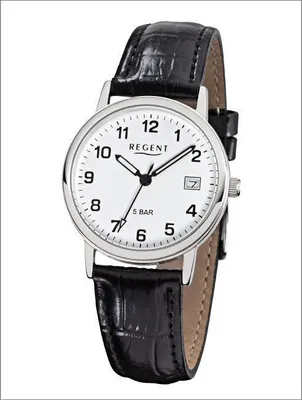 Produktbild von Regent F-791 Herren-Armbanduhr, Edelstahl-Gehäuse, Leder-Armband