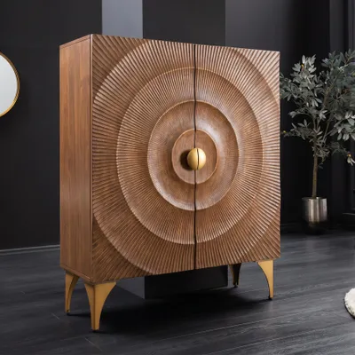 Produktbild von riess-ambiente Highboard GOLDEN SUNSET 120cm braun gold massives Mangoholz 3D-Schnitzereien