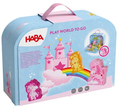 Produktbild von HABA Spielwelt Einhorn Glitzerglück Koffer mit Holzfiguren, Kinder Spielzeug