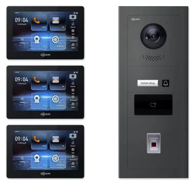 Produktbild von Goliath Premium IP GL-IPH147A.4 Video-Türsprechanlage, 1 Familie, 3× 7 Zoll Schwarz, Anthrazit, Unterputz