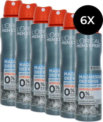 Produktbild von L’Oréal Paris L'Oréal Paris - Men Expert Magnesium Defense Deodorant 48H - 150ml - 6 Stück - Vorteilspackung - Unisex