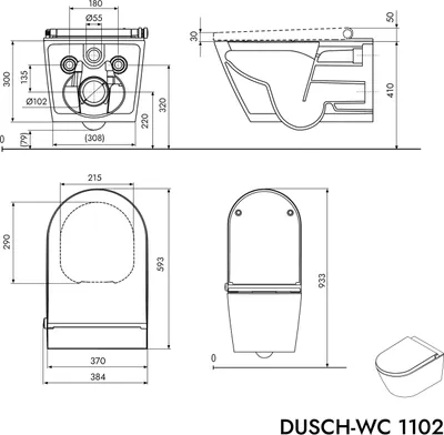 Produktbild von WC-Komplettpaket 18: Dusch-WC Pro + 1102 - Mit Soft-Close Sitz & Vorwandelement G3008, Betätigungsplatte:Modell weiß Glas