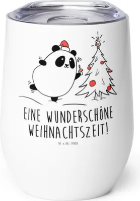 Produktbild von Mr. & Mrs. Panda Thermo Becher Panda Weihnachtszeit - Weiß - Geschenk, kaffee tasse, Thermobecher, Isolierbecher, thermosbecher, glühweinbecher