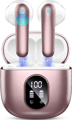 Produktbild von Kabellos Bluetooth 5.3 mit 4 Mic, 50H Kopfhörer ENC Noise Cancelling, Tiefer Bass Earbuds IP7 Wasserdicht LED-Anzeige-2024