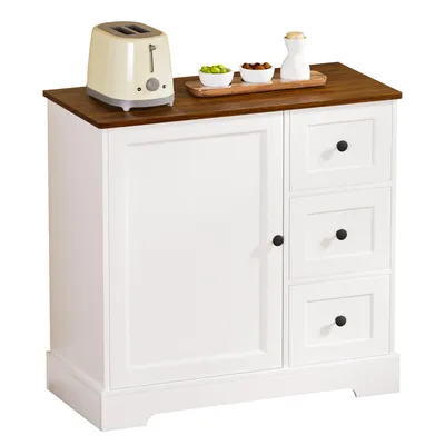 Produktbild von Yorbay Sideboard Küchenschrank mit 3 Schubladen und 1 Tür (85 × 40 × 81 cm), Kommode Aufbewahrungsschrank, Holzoptik im Retro-Stil