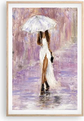 Produktbild von Gerahmtes Poster - Rahmen in heller Eiche - Frau Regenschirm - 61x91,5 cm - Wand Bild - Wanddeko - Wandbilder - Kunstposter - Wandposter - Bilderrahmen - Bilder - Kunstdruck - Wandbild P2NPA61x91-3822