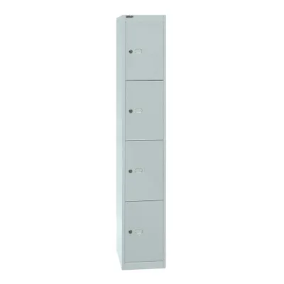 Produktbild von BISLEY Schließfachschrank lichtgrau CLK184645, 4 Schließfächer 30,5 x 45,7 x 180,2 cm