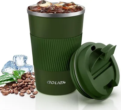 Image de Aolieh Gobelet thermique en acier inoxydable Gobelet isolant Café Thé 380ML Vert