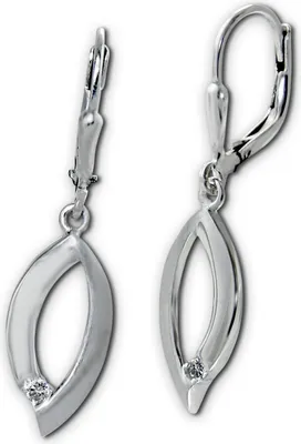 Image de SilberDream blanc Boucles d'oreilles Feuille Zirconia Femme 925 Argent Boucles d'oreilles SDO4380W